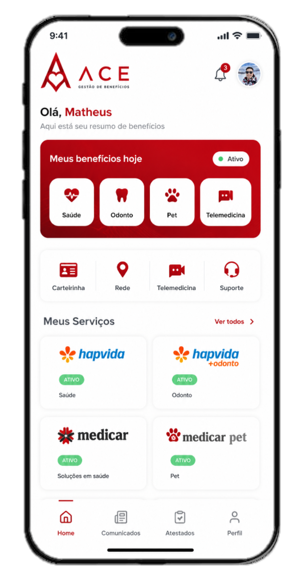 App do colaborador ACE Benefícios