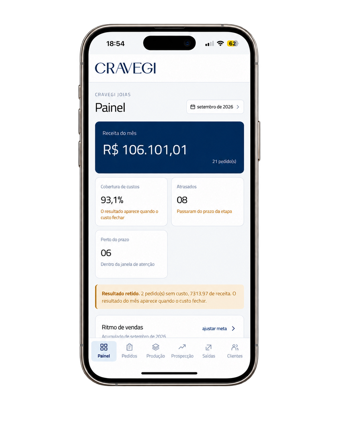 Painel Cravegi no celular